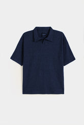 Waffle Knit Oversized Polo - Yale Blue